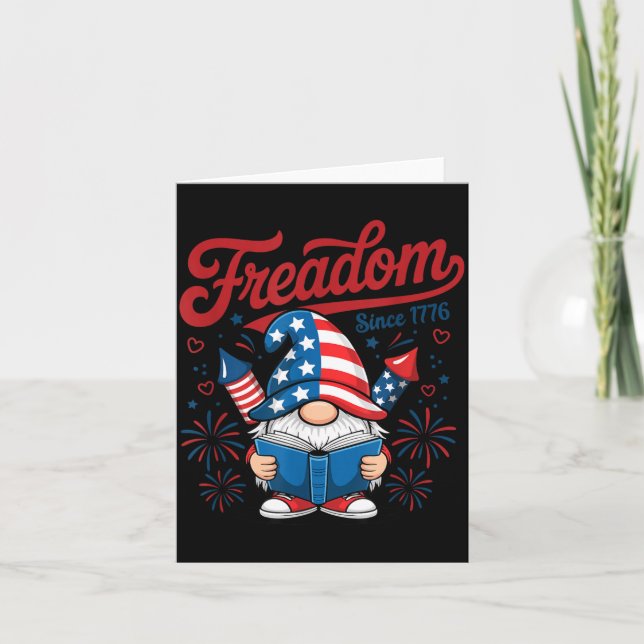 American Patriotic Gnome 1776 Freadom Firework Card (Front)