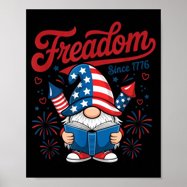 American Patriotic Gnome 1776 Freadom Firework Poster (Front)