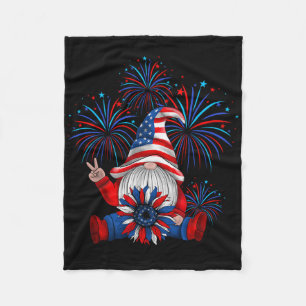 American Patriotic Gnome Usa Independence Day 4th Fleece Blanket