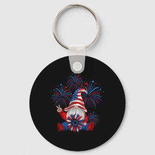 American Patriotic Gnome Usa Independence Day 4th Key Ring