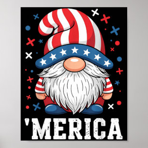 American Patriotic Gnome USA Independence Day 4th Poster
