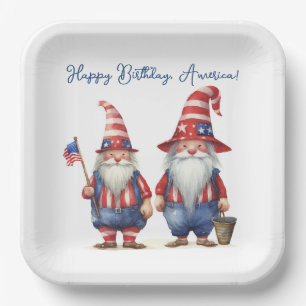 American Patriotic Gnomes Paper Plate