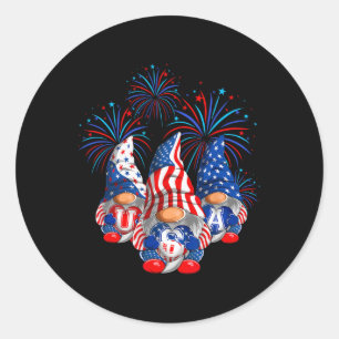 American Patriotic Gnomes Usa Independence Day 4th Classic Round Sticker