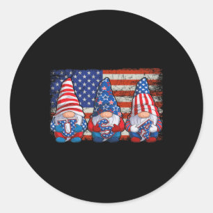 American Patriotic Gnomes Usa Independence Day 4th Classic Round Sticker