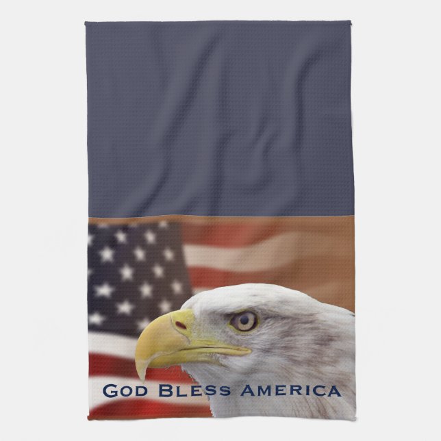 American Patriotic God Bless America Kitchen Towel (Vertical)