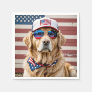American Patriotic Golden Retriever Napkin