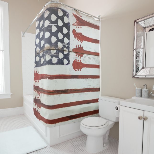 american patriotic Guitar Music shower curtain (In Situ)