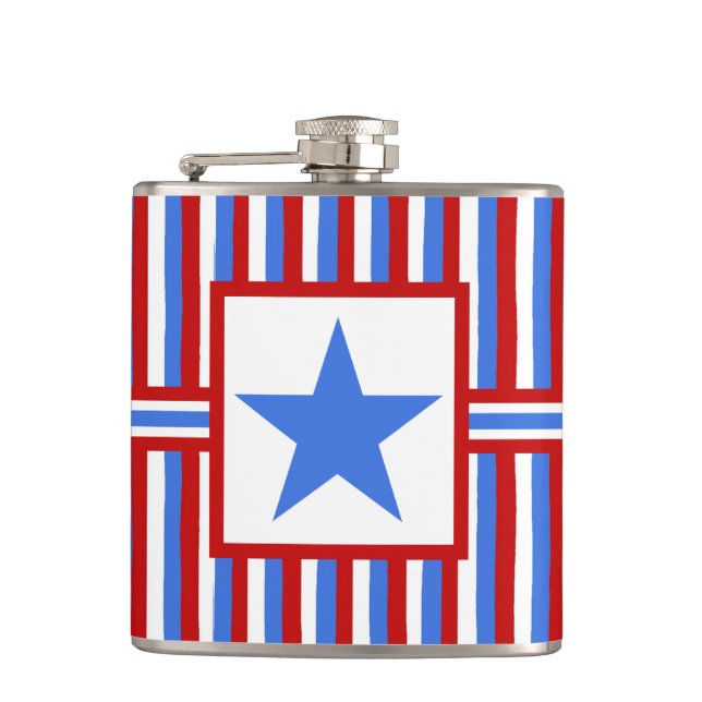 American Patriotic Modern Folk Art Hip Flask (Front)