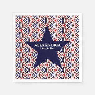 American Patriotic Red White Blue Star Pattern Napkin