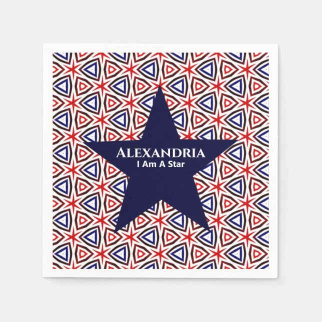  American Patriotic Red White Blue Star Pattern Napkin (Front)