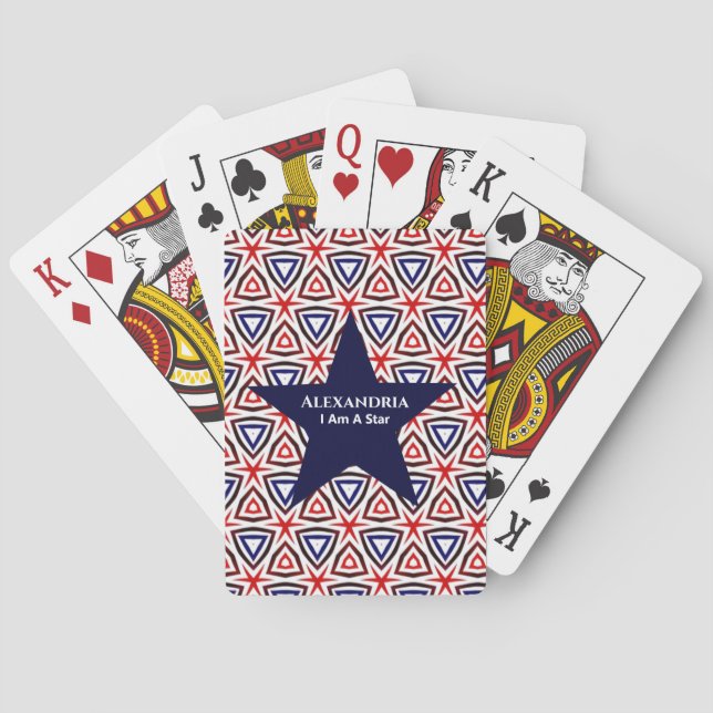  American Patriotic Red White Blue Star Pattern Playing Cards (Back)