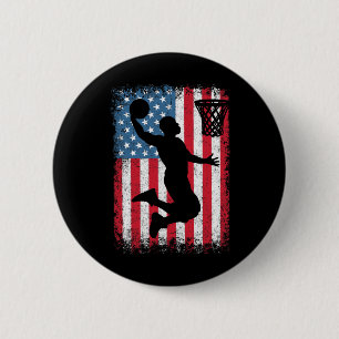 American Patriotic Sketll 4th Of July Usa Flag Men 6 Cm Round Badge