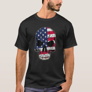 American Patriotic Skull 4th Of July Usa Flag Men  T-Shirt
