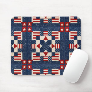American Patriotic Star Spangled Quilt Mouse Mat