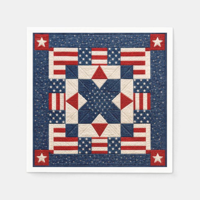 American Patriotic Star Spangled Quilt Napkin (Front)