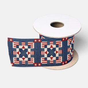 American Patriotic Star-Spangled Quilt Satin Ribbon