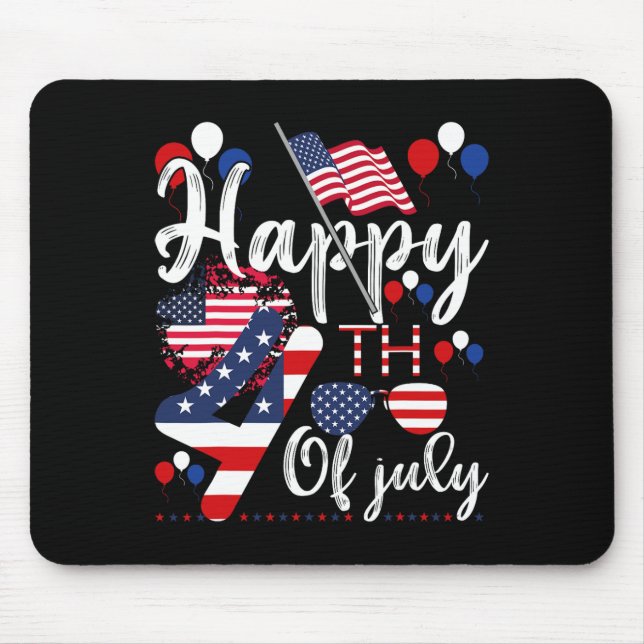 American Patriotic Us Flag Alien Happy 4th Of July Mouse Mat (Front)