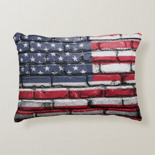 American Patriotic US Flag on the Wall Decorative Cushion