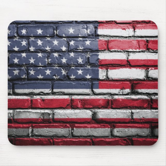 American Patriotic US Flag on the Wall Mouse Mat (Front)
