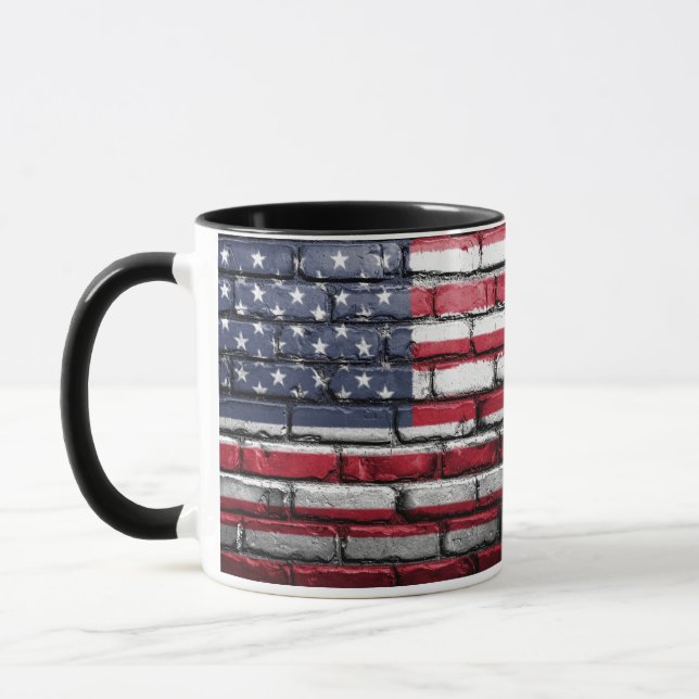 American Patriotic US Flag on the Wall Mug (Left)