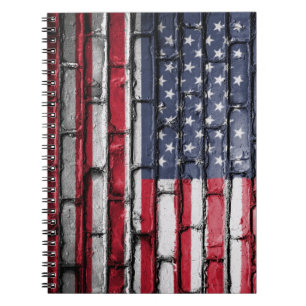 American Patriotic US Flag on the Wall Notebook
