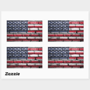 American Patriotic US Flag on the Wall Rectangular Sticker