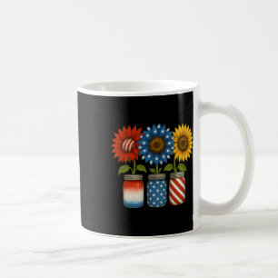 American Patriotic Usa Flag Jars With Sunflower 4t Coffee Mug