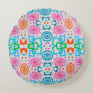 American pattern. Ikat seamless print. Fashion che Round Cushion