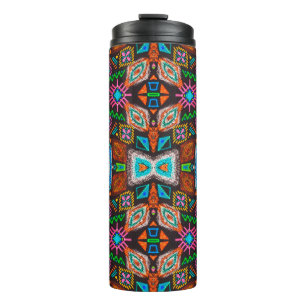 American pattern. Ikat seamless print. Indian desi Thermal Tumbler