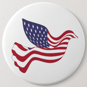 AMERICAN PEACE DOVE 6 CM ROUND BADGE