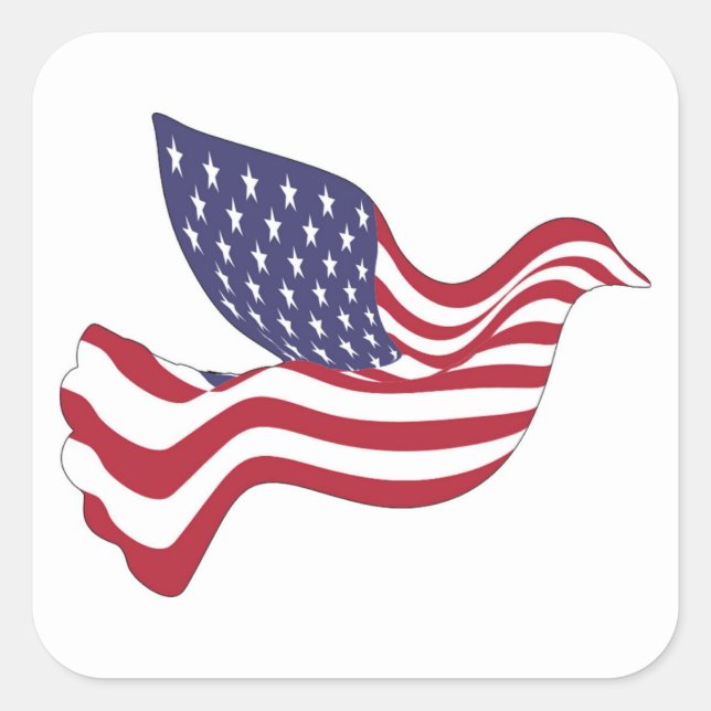 AMERICAN PEACE DOVE SQUARE STICKER (Front)