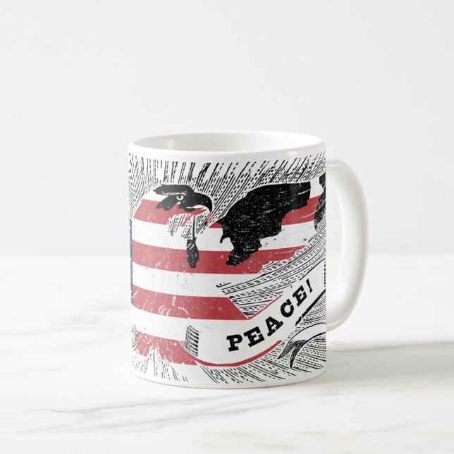 American Peace Eagle USA Flag Patriotic art Coffee Mug (Front Right)