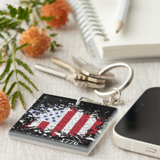 American Peace Flag 1776 American State National K Key Ring