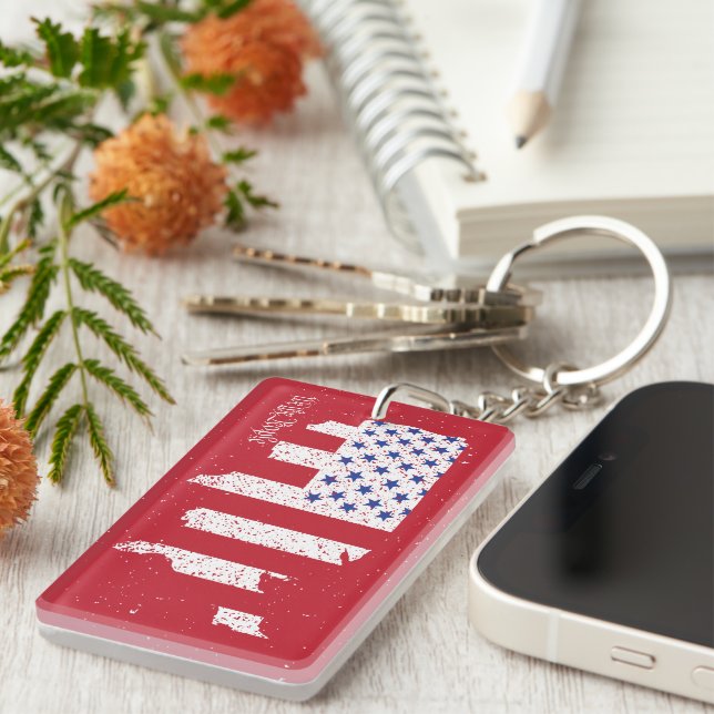 American Peace Flag America State National Key Ring (Front Right)