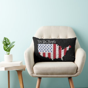 American Peace Flag We the People America Lumbar P Lumbar Cushion