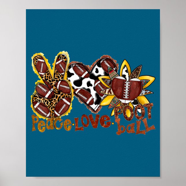 American Peace Football Football Leopard Love Love Poster (Front)