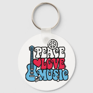 American Peace Love Music Key Ring