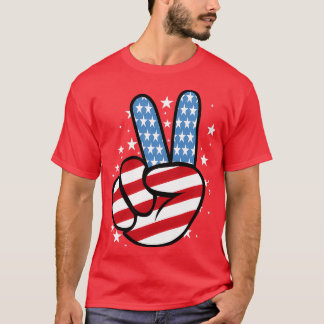 American Peace Peace Sign Hand Flag T-Shirt
