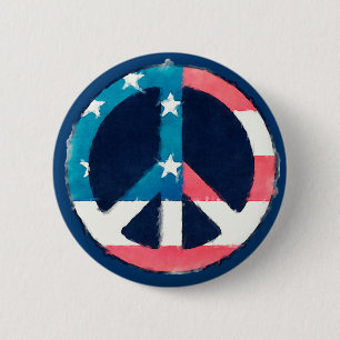 American Peace Sign grunge 6 Cm Round Badge