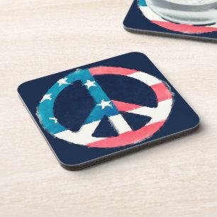 American Peace Sign grunge Coaster