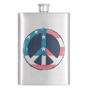 American Peace Sign grunge Hip Flask