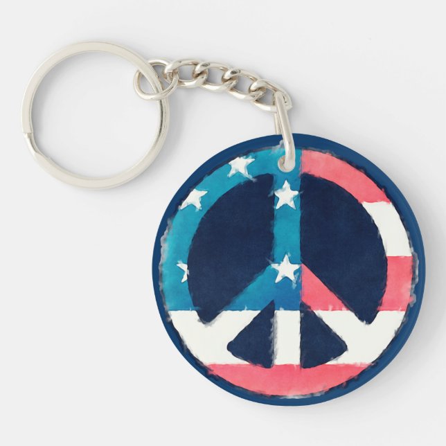 American Peace Sign grunge Key Ring (Front)