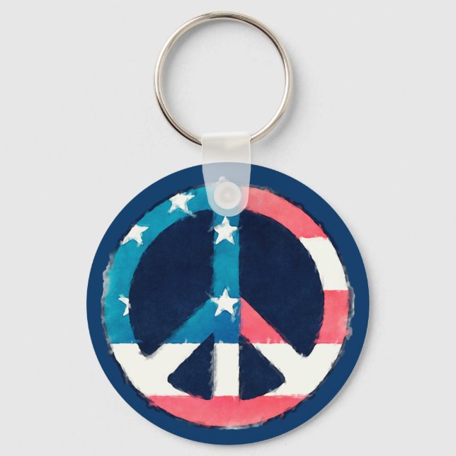 American Peace Sign grunge Key Ring (Front)
