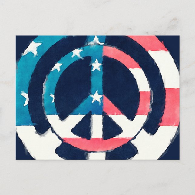 American Peace Sign grunge Postcard (Front)