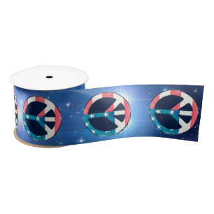 American Peace Sign grunge + your ideas Satin Ribbon