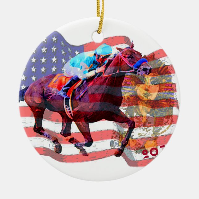 American Pharoah 2015 Ceramic Tree Decoration (Front)