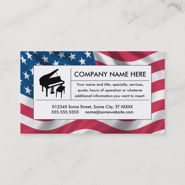 american piano business card (Front)