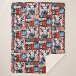American Pig Farm folk art Sherpa Blanket