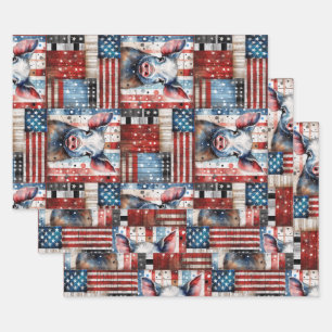 American Pig Farm folk art Wrapping Paper Sheet