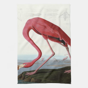 American Pink Flamingo Gift Lover Sketch Flamingo Tea Towel